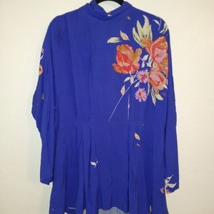 Free People/Women/Dresses/Large/Cobalt Blue Background/Bright Floral Pattern